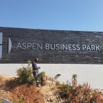 ALUMINIUM LETTERING ON PINS - ASPEN BUSINESS PARK - WITH LED'S - LOW RES